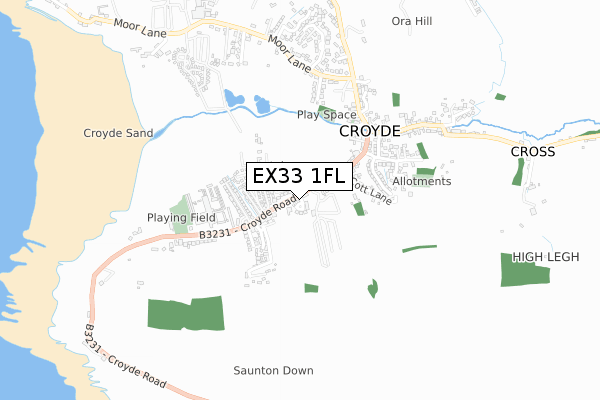 EX33 1FL map - small scale - OS Open Zoomstack (Ordnance Survey)