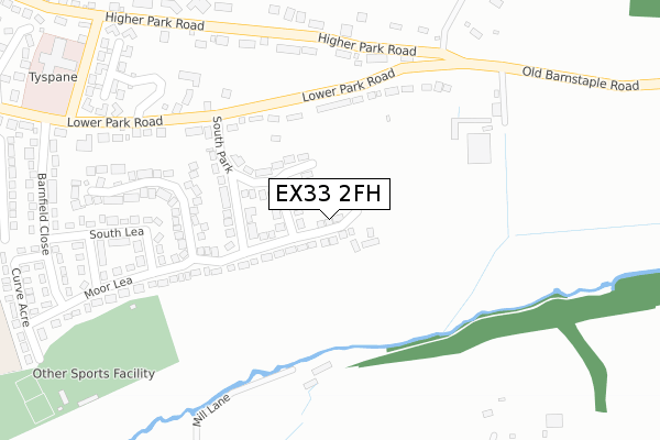 EX33 2FH map - large scale - OS Open Zoomstack (Ordnance Survey)