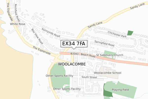 EX34 7FA map - large scale - OS Open Zoomstack (Ordnance Survey) EX34 7FA map - large scale - OS Open Zoomstack (Ordnance Survey)