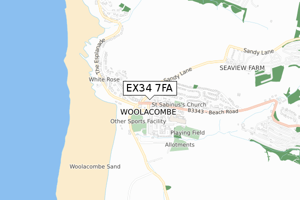 EX34 7FA map - small scale - OS Open Zoomstack (Ordnance Survey) EX34 7FA map - small scale - OS Open Zoomstack (Ordnance Survey)