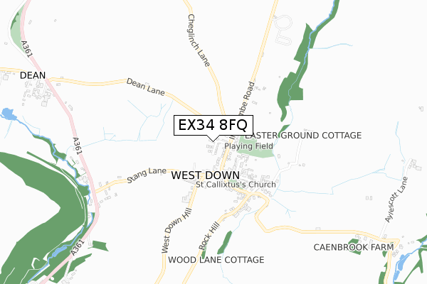 EX34 8FQ map - small scale - OS Open Zoomstack (Ordnance Survey)