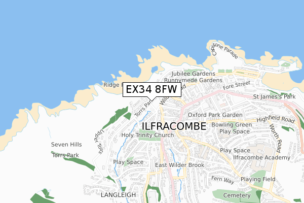 EX34 8FW map - small scale - OS Open Zoomstack (Ordnance Survey) EX34 8FW map - small scale - OS Open Zoomstack (Ordnance Survey)