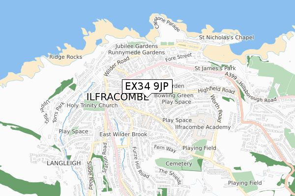 EX34 9JP map - small scale - OS Open Zoomstack (Ordnance Survey)