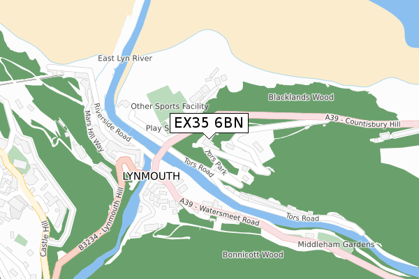 EX35 6BN map - large scale - OS Open Zoomstack (Ordnance Survey) EX35 6BN map - large scale - OS Open Zoomstack (Ordnance Survey)