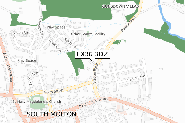 EX36 3DZ map - large scale - OS Open Zoomstack (Ordnance Survey) EX36 3DZ map - large scale - OS Open Zoomstack (Ordnance Survey)