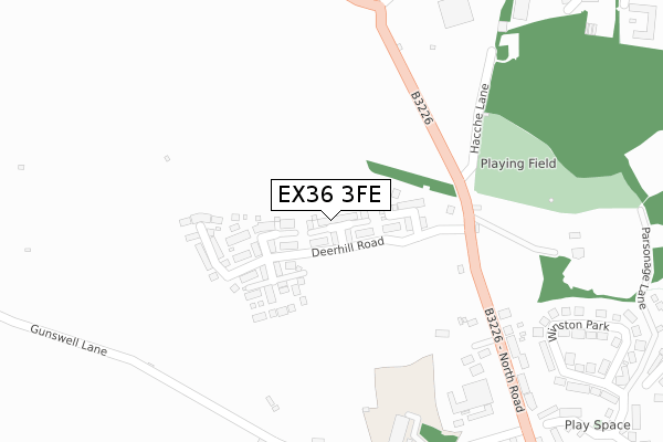 EX36 3FE map - large scale - OS Open Zoomstack (Ordnance Survey)