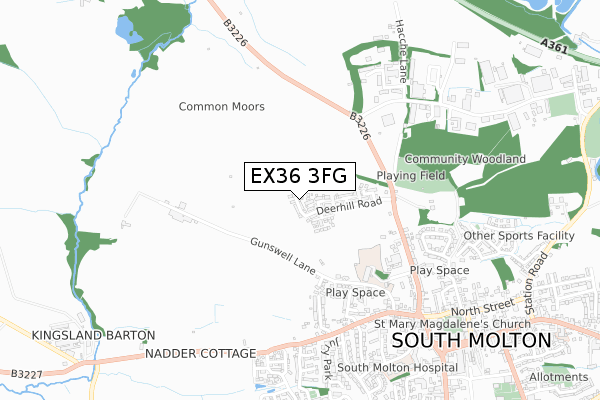 EX36 3FG map - small scale - OS Open Zoomstack (Ordnance Survey)