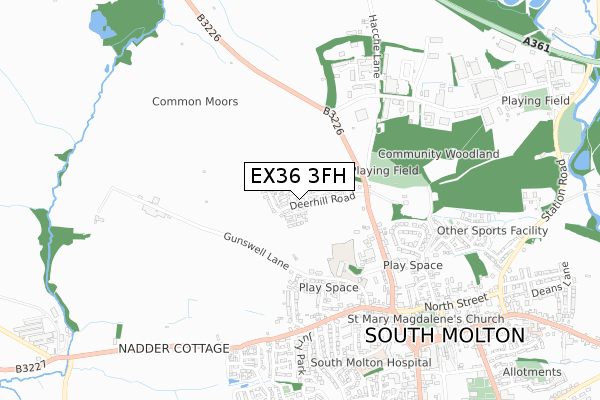 EX36 3FH map - small scale - OS Open Zoomstack (Ordnance Survey) EX36 3FH map - small scale - OS Open Zoomstack (Ordnance Survey)