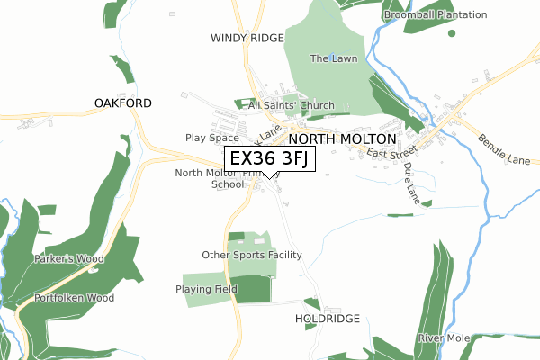 EX36 3FJ map - small scale - OS Open Zoomstack (Ordnance Survey) EX36 3FJ map - small scale - OS Open Zoomstack (Ordnance Survey)