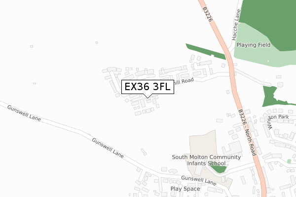 EX36 3FL map - large scale - OS Open Zoomstack (Ordnance Survey) EX36 3FL map - large scale - OS Open Zoomstack (Ordnance Survey)