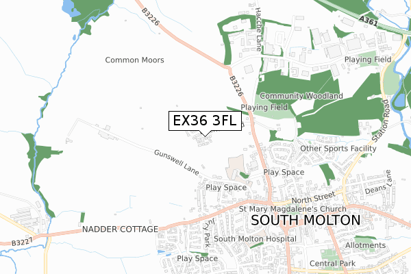 EX36 3FL map - small scale - OS Open Zoomstack (Ordnance Survey) EX36 3FL map - small scale - OS Open Zoomstack (Ordnance Survey)