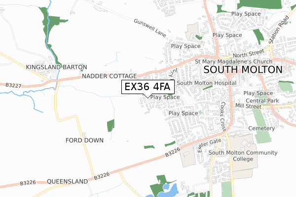 EX36 4FA map - small scale - OS Open Zoomstack (Ordnance Survey) EX36 4FA map - small scale - OS Open Zoomstack (Ordnance Survey)