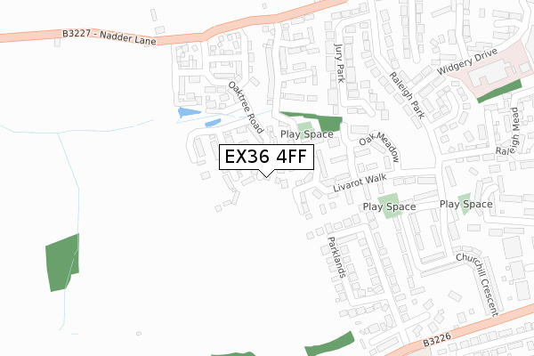EX36 4FF map - large scale - OS Open Zoomstack (Ordnance Survey)