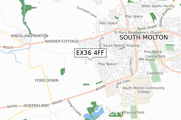 EX36 4FF map - small scale - OS Open Zoomstack (Ordnance Survey)