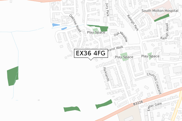 EX36 4FG map - large scale - OS Open Zoomstack (Ordnance Survey)