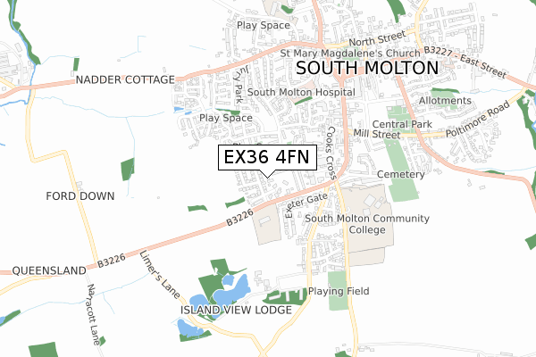 EX36 4FN map - small scale - OS Open Zoomstack (Ordnance Survey)