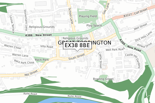 EX38 8BE map - large scale - OS Open Zoomstack (Ordnance Survey) EX38 8BE map - large scale - OS Open Zoomstack (Ordnance Survey)