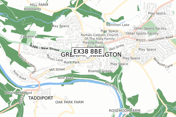EX38 8BE map - small scale - OS Open Zoomstack (Ordnance Survey) EX38 8BE map - small scale - OS Open Zoomstack (Ordnance Survey)