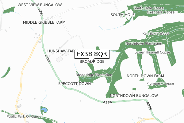 EX38 8QR map - small scale - OS Open Zoomstack (Ordnance Survey)