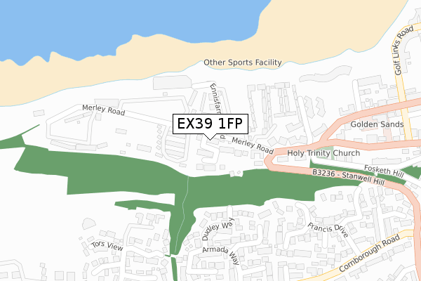EX39 1FP map - large scale - OS Open Zoomstack (Ordnance Survey) EX39 1FP map - large scale - OS Open Zoomstack (Ordnance Survey)
