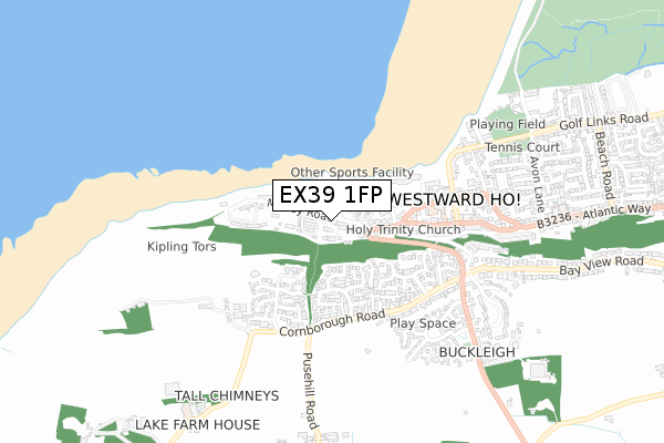 EX39 1FP map - small scale - OS Open Zoomstack (Ordnance Survey)