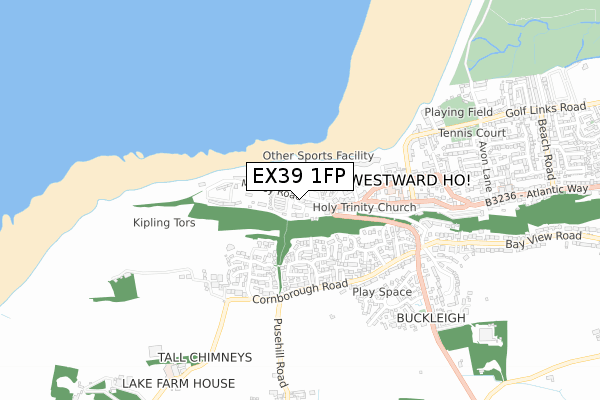 EX39 1FP map - small scale - OS Open Zoomstack (Ordnance Survey) EX39 1FP map - small scale - OS Open Zoomstack (Ordnance Survey)