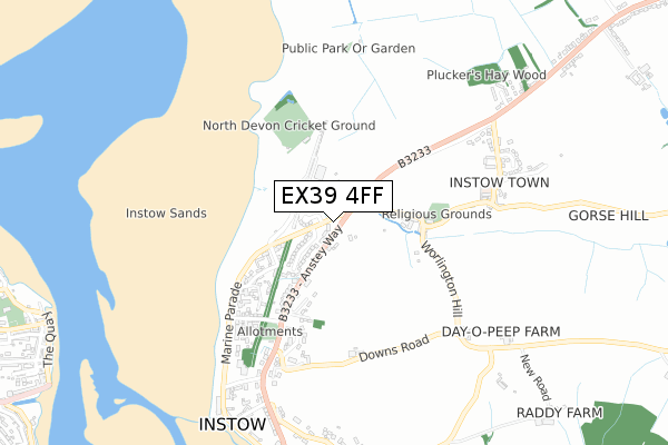 EX39 4FF map - small scale - OS Open Zoomstack (Ordnance Survey)