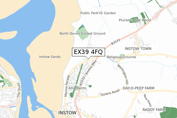 EX39 4FQ map - small scale - OS Open Zoomstack (Ordnance Survey)