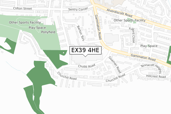 EX39 4HE map - large scale - OS Open Zoomstack (Ordnance Survey)