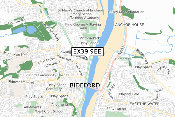 EX39 9EE map - small scale - OS Open Zoomstack (Ordnance Survey)