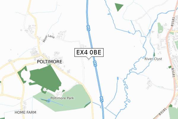 EX4 0BE map - small scale - OS Open Zoomstack (Ordnance Survey)
