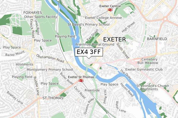 EX4 3FF map - small scale - OS Open Zoomstack (Ordnance Survey)