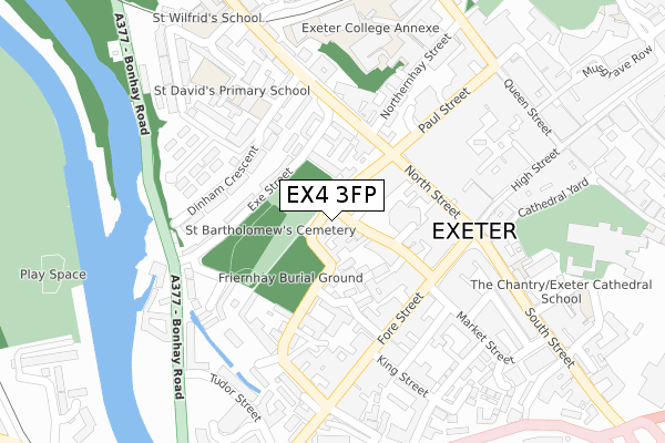 EX4 3FP map - large scale - OS Open Zoomstack (Ordnance Survey)