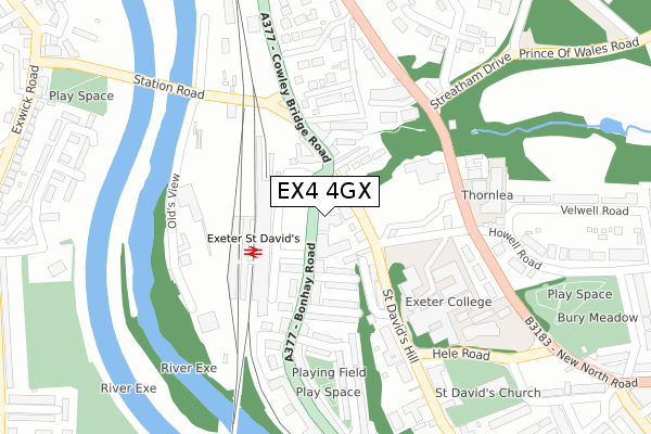 EX4 4GX map - large scale - OS Open Zoomstack (Ordnance Survey)