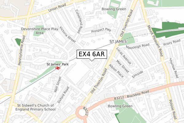 EX4 6AR map - large scale - OS Open Zoomstack (Ordnance Survey)