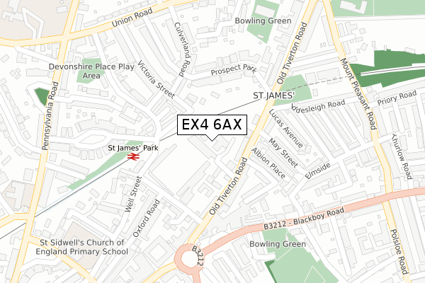 EX4 6AX map - large scale - OS Open Zoomstack (Ordnance Survey)