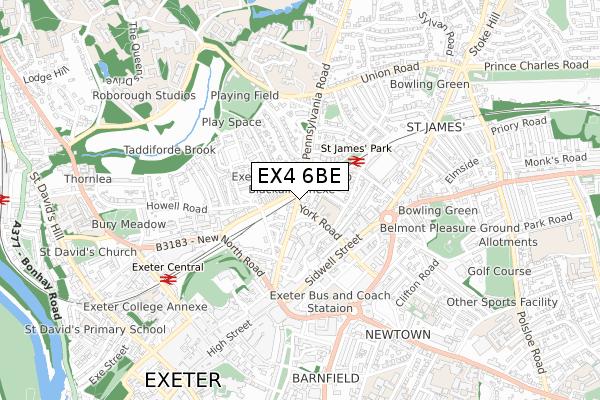 EX4 6BE map - small scale - OS Open Zoomstack (Ordnance Survey) EX4 6BE map - small scale - OS Open Zoomstack (Ordnance Survey)