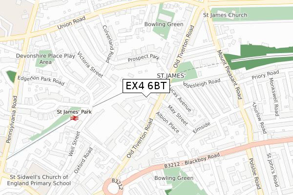 EX4 6BT map - large scale - OS Open Zoomstack (Ordnance Survey)