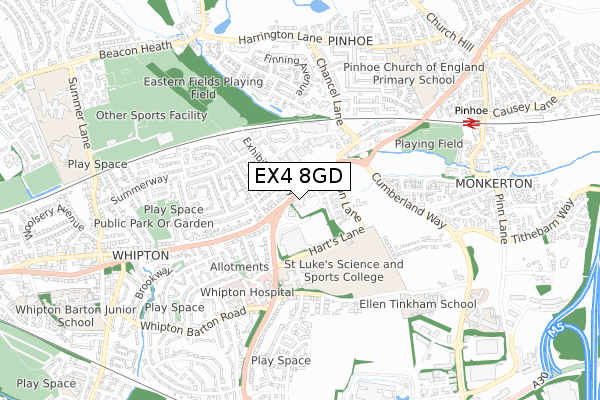EX4 8GD map - small scale - OS Open Zoomstack (Ordnance Survey) EX4 8GD map - small scale - OS Open Zoomstack (Ordnance Survey)