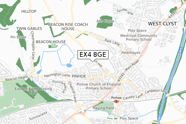 EX4 8GE map - small scale - OS Open Zoomstack (Ordnance Survey)