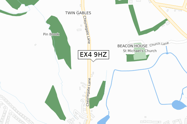 EX4 9HZ map - large scale - OS Open Zoomstack (Ordnance Survey)