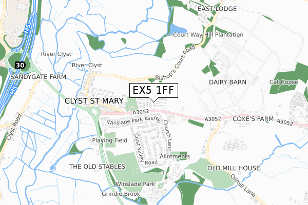 EX5 1FF map - small scale - OS Open Zoomstack (Ordnance Survey)