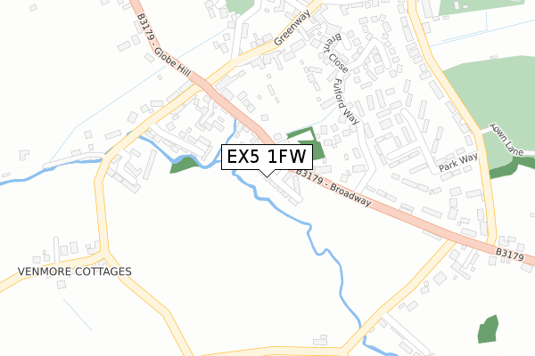 EX5 1FW map - large scale - OS Open Zoomstack (Ordnance Survey)