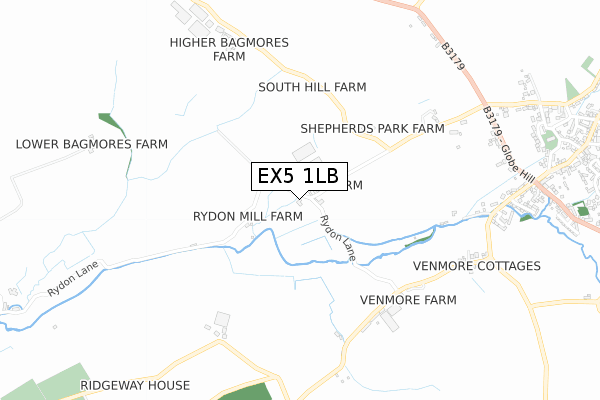 EX5 1LB map - small scale - OS Open Zoomstack (Ordnance Survey)