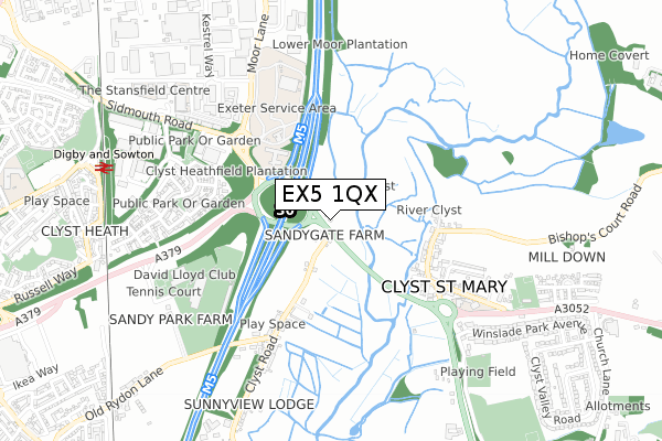 EX5 1QX map - small scale - OS Open Zoomstack (Ordnance Survey) EX5 1QX map - small scale - OS Open Zoomstack (Ordnance Survey)