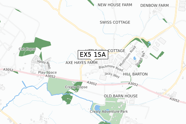 EX5 1SA map - small scale - OS Open Zoomstack (Ordnance Survey)