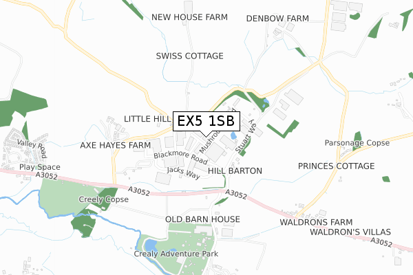 EX5 1SB map - small scale - OS Open Zoomstack (Ordnance Survey)