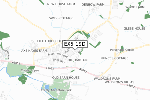 EX5 1SD map - small scale - OS Open Zoomstack (Ordnance Survey)