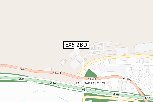 EX5 2BD map - large scale - OS Open Zoomstack (Ordnance Survey)