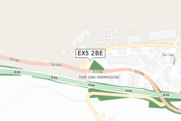 EX5 2BE map - large scale - OS Open Zoomstack (Ordnance Survey)